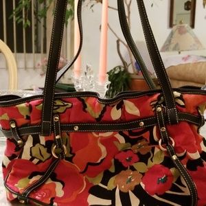 Talbots Cotton & Leather Shoulder Bag with feet